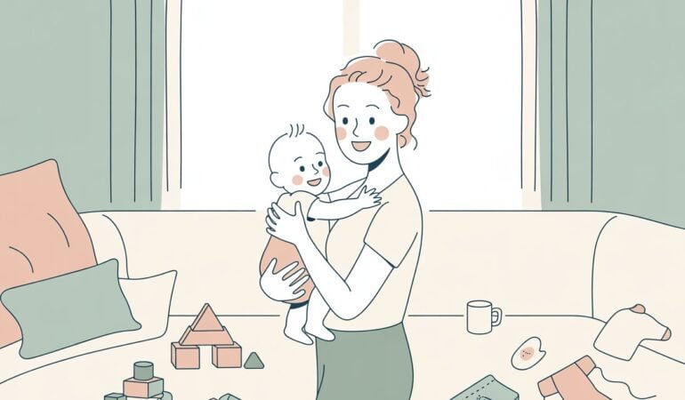 how to organise home as a new mum, keep home tidy as a new mum, declutter home new mum